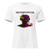 Mind Power T-Shirt minimalist streetwear featuring a dark purple bust with neon green vines and a small rainbow sphere under bold text “MINDPOWER.”