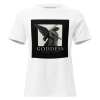 Goddess Angel T-Shirt minimalist streetwear featuring a grayscale statue of a winged angel framed in black with text reading “GODDESS PHOENIX MMXXV.”