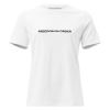 Freedom In Order minimalist slogan t-shirt in white with centered black matte typography