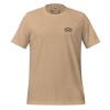 Tan minimalist essential t-shirt with embroidered Crown emblem on upper-left chest